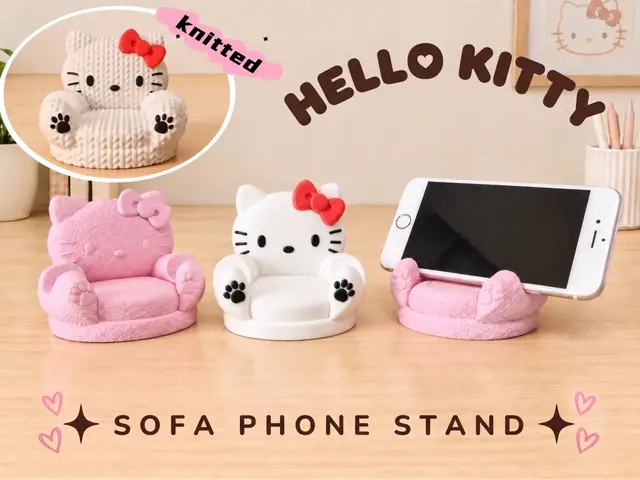 Hello Kitty 懒人沙发手机支架｜无支撑|针织纹理|毛绒质感|AMS多色 — modelo 3D