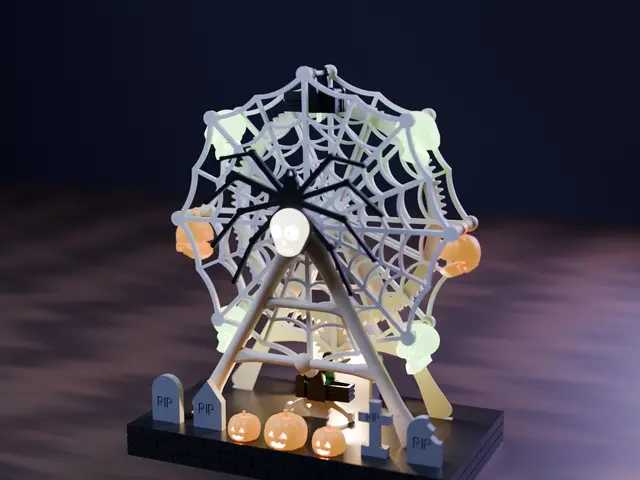 The Midnight Web Wheel – Halloween Ferris Wheel with Chomping Skulls (crank, no supports) — modelo 3D