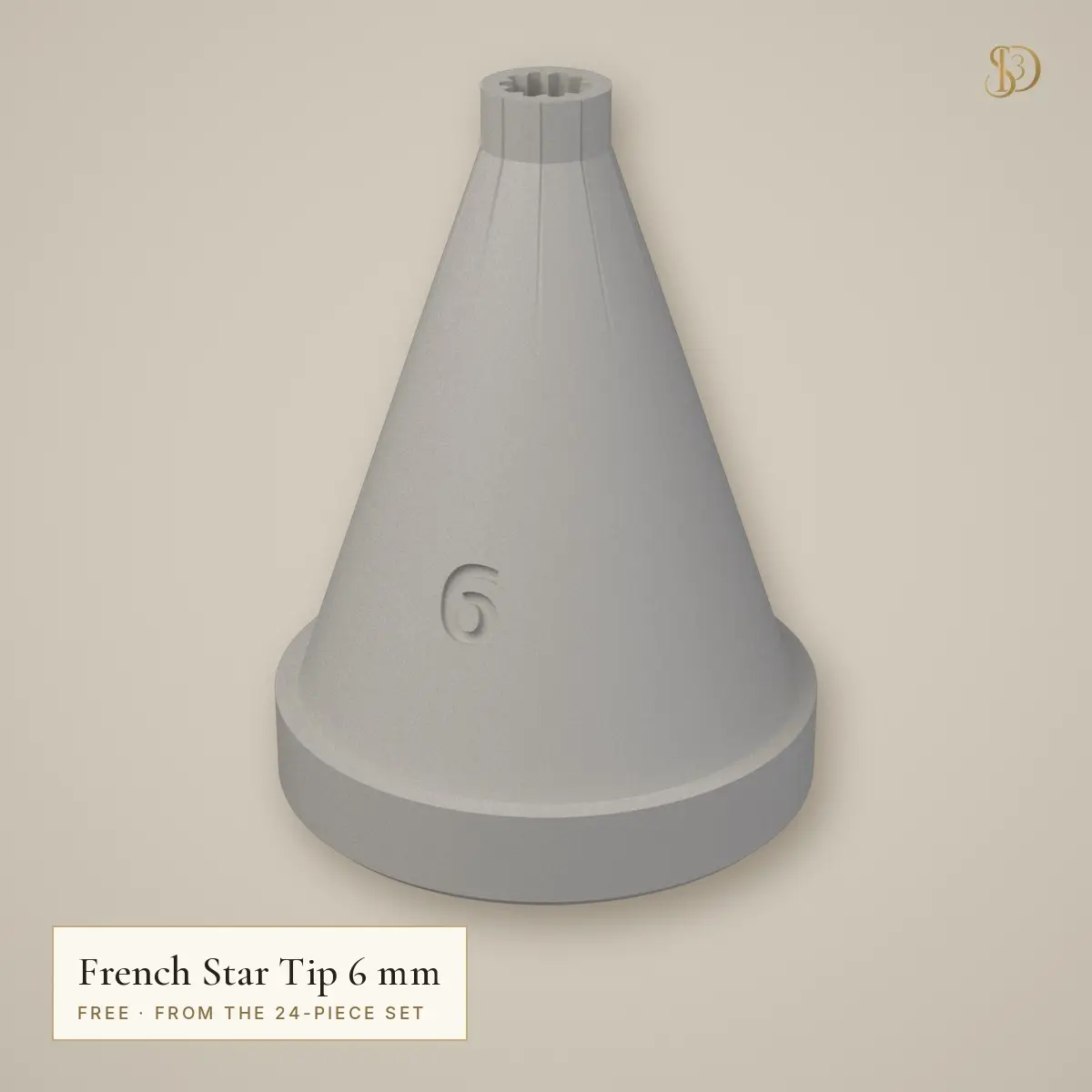French Star Piping Tip 6 mm – Free Fine-Tooth Nozzle (from the 24-Piece Set) — modelo 3D