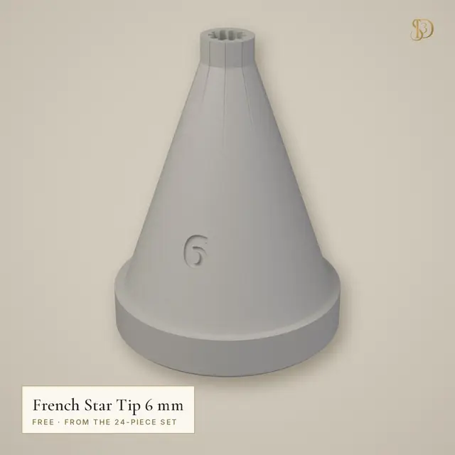 French Star Piping Tip 6 mm – Free Fine-Tooth Nozzle (from the 24-Piece Set) — modelo 3D