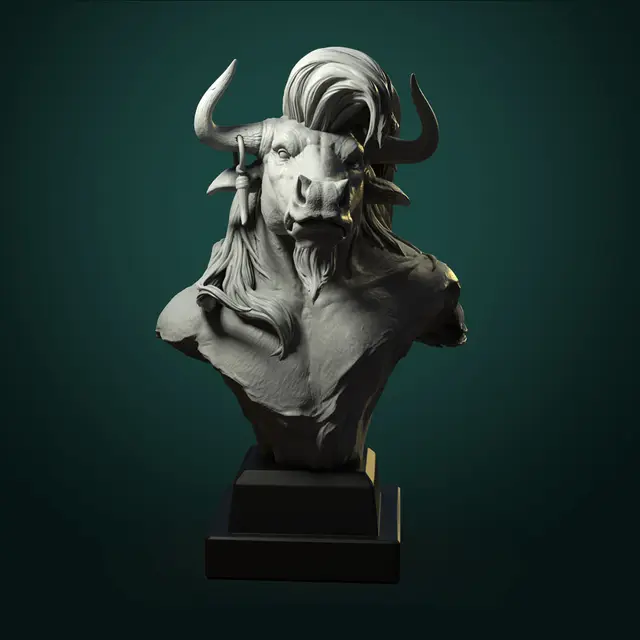 Minotaur bust pre-supported FREE — modelo 3D