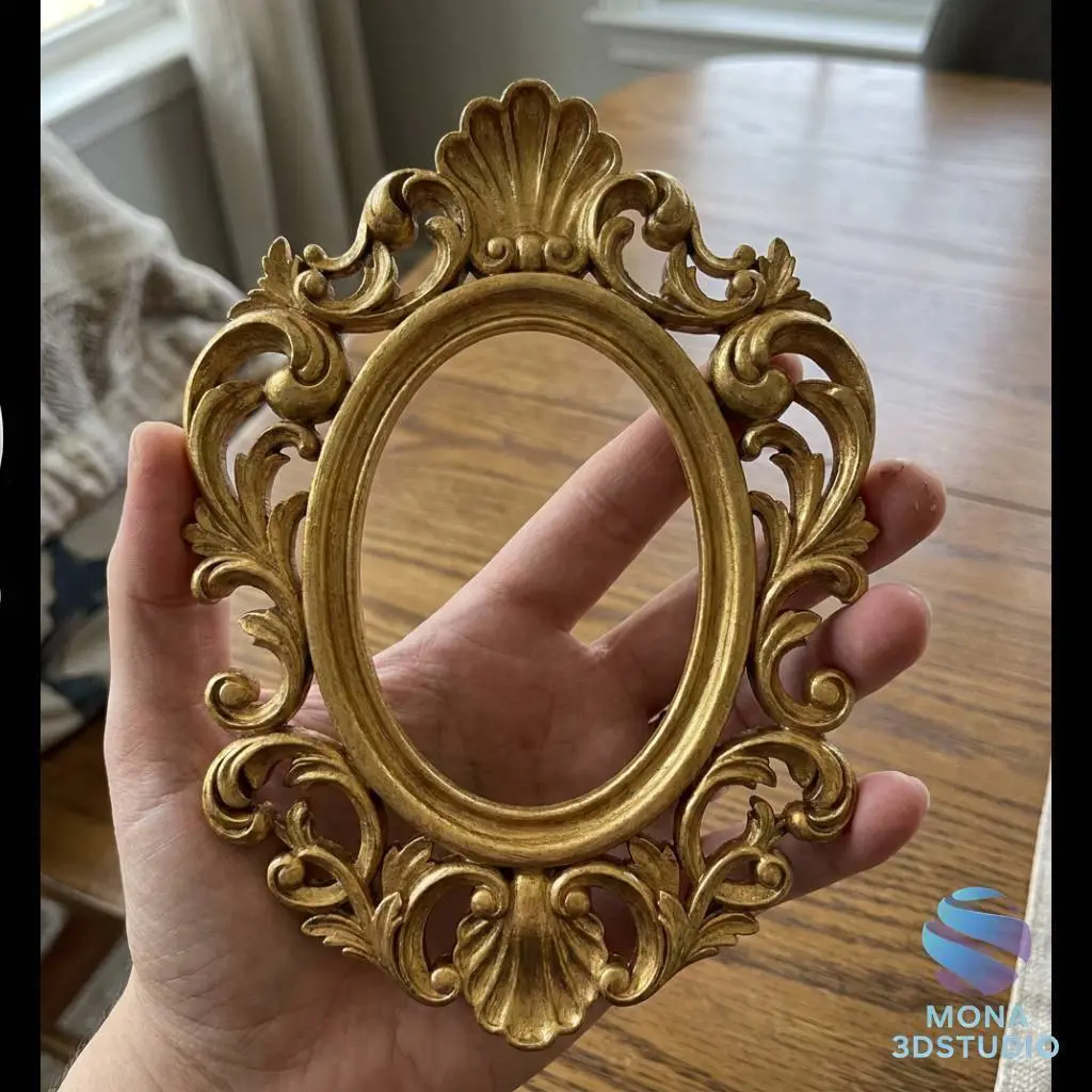 Baroque Shell Oval Frame - 3D STL Model for CNC and 3D Printing — modelo 3D