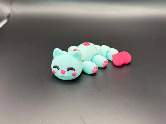 Valentine's Day Articulated Kawaii Cat with Paws — modelo 3D