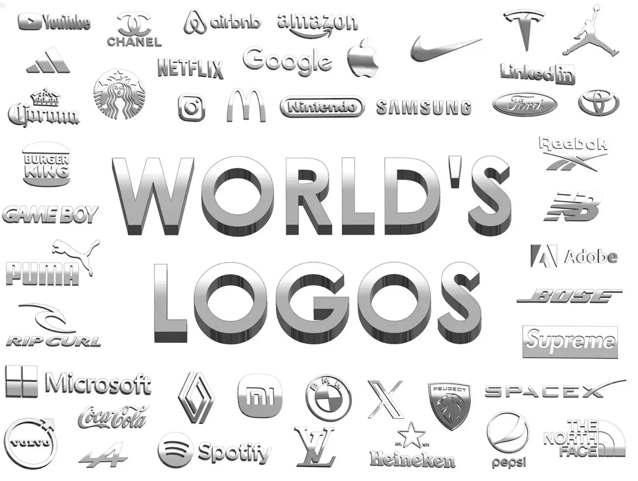 +100 World famous logos (+DXF) — modelo 3D