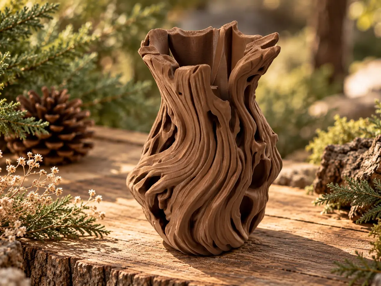 Driftwood Tree Stump Vase – Organic Wood Decor — modelo 3D