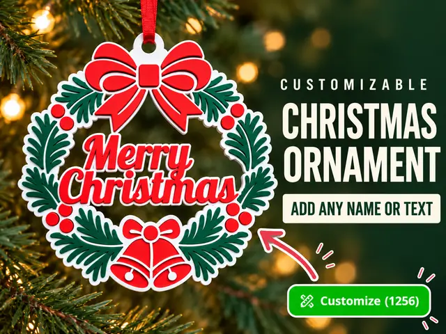Custom Name Christmas Wreath Ornament — modelo 3D