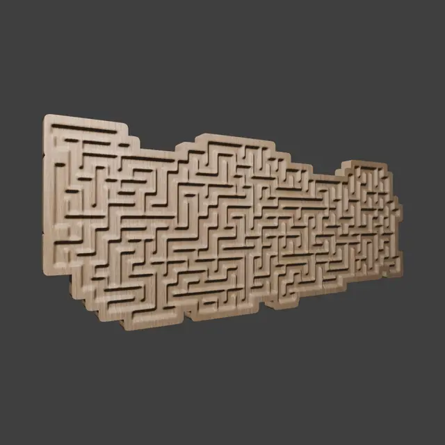 FREE Turkey Map Shape Maze 3D Relief STL Model for CNC & 3D Printing — modelo 3D