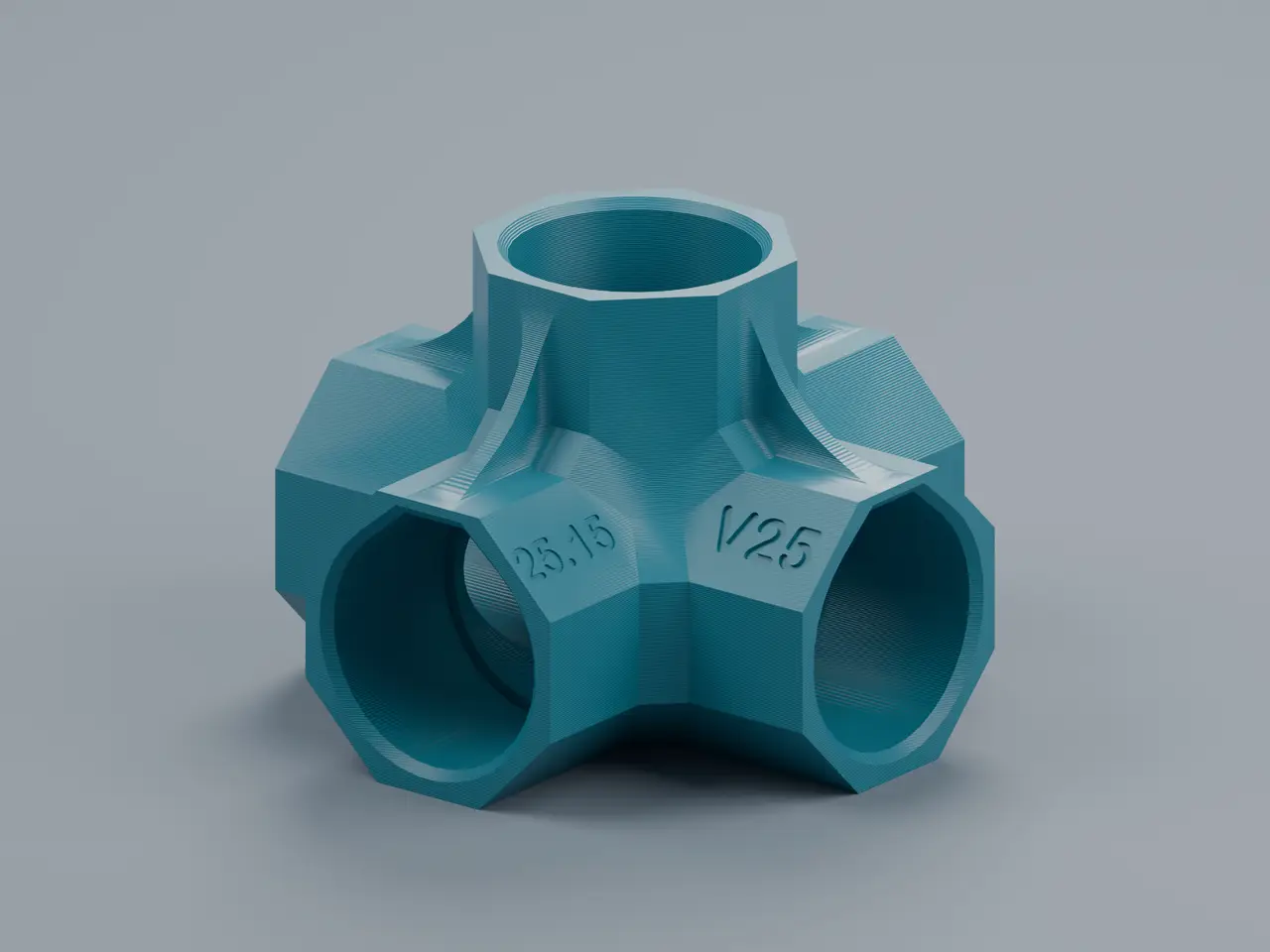 PVC Tube Whoop Gate 5-Way Connector V25 - 25 mm Tubing — modelo 3D