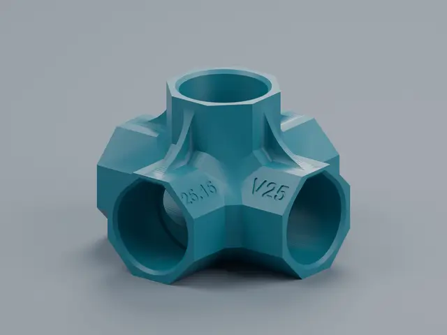 PVC Tube Whoop Gate 5-Way Connector V25 - 25 mm Tubing — modelo 3D