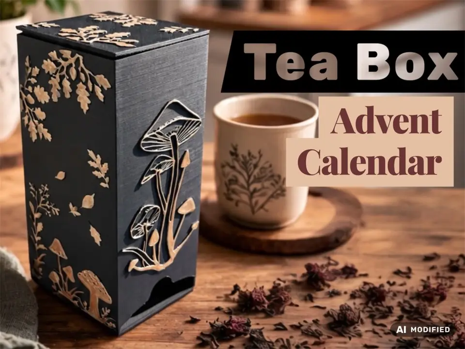 Tee Box Aufbewahrung Adventskalender Wald Pilze — modelo 3D