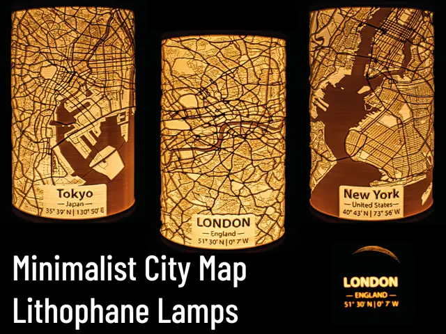 Minimalist City Map Lithophane Lamps — modelo 3D