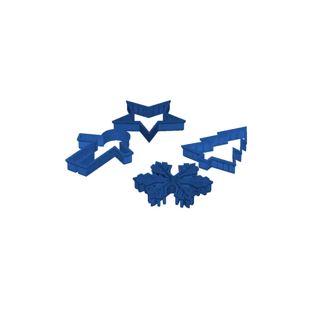 Christmas Cookie Cutters Set of 4 — Star, Tree, Gingerbread & Snowflake — modelo 3D