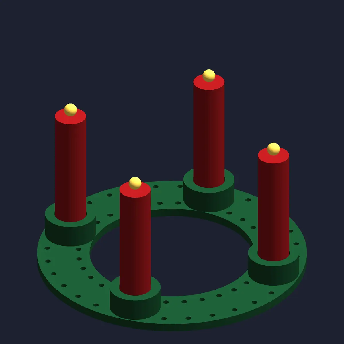 Advent Wreath Base – 4 Candle Cups for 20 mm Candles — modelo 3D
