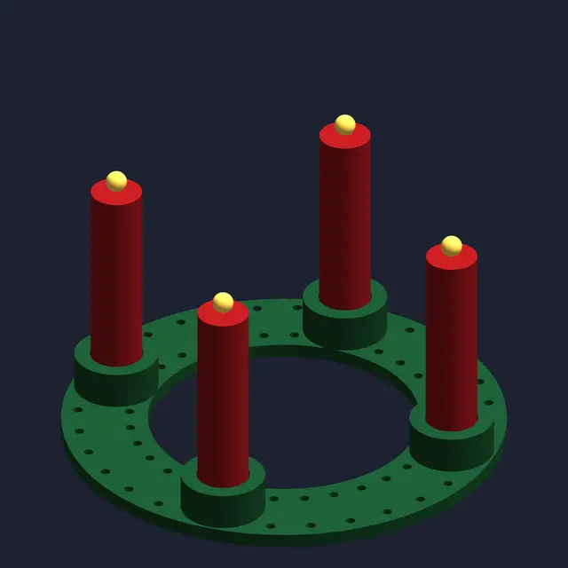 Advent Wreath Base – 4 Candle Cups for 20 mm Candles — modelo 3D