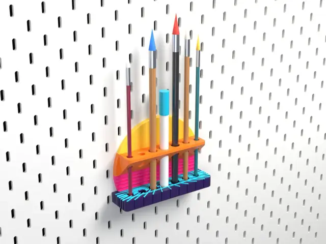 Synthwave Sunset Brush and Pen Rack — modelo 3D