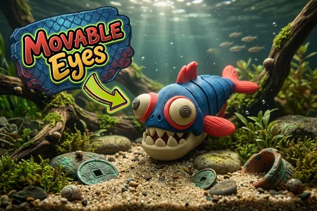 Flexi Piranha Toy – Moving Eyes & Jaw — modelo 3D
