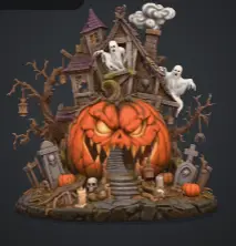 The Haunted Pumpkin Manor with and withot colors #CULTSOWEEN 2026 — modelo 3D