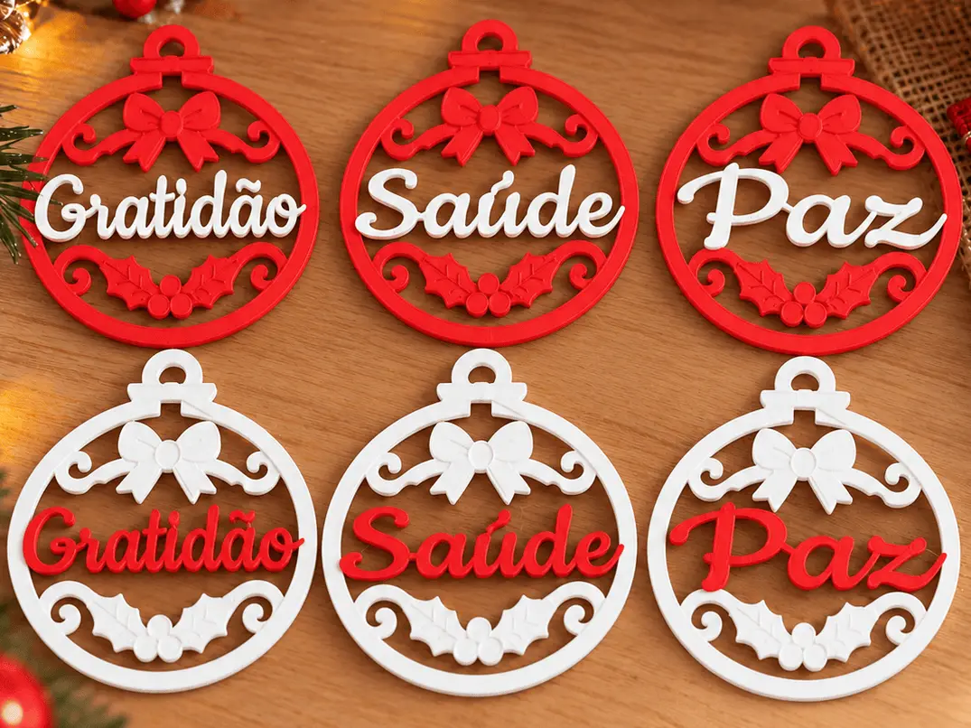 Bola de Natal Enfeites Natalinos GratidãoSaúdePaz — modelo 3D