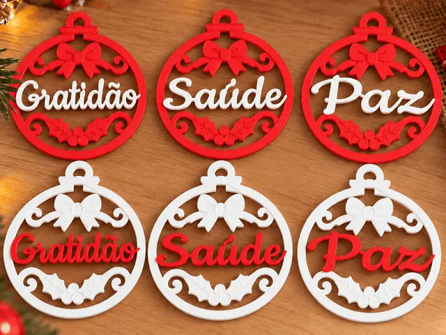 Bola de Natal Enfeites Natalinos GratidãoSaúdePaz — modelo 3D