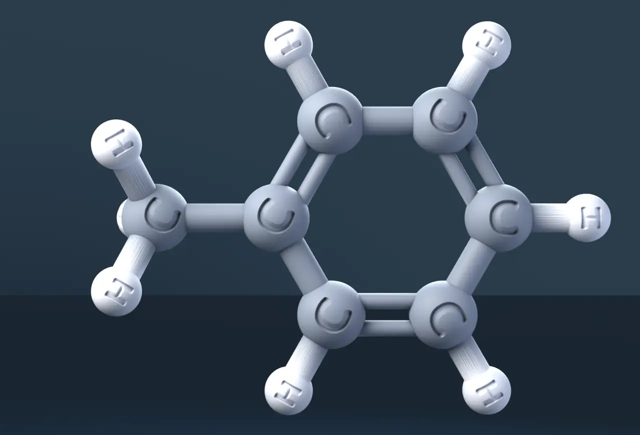 Toluene 3D Molecular Model — CAS 108-88-3 — modelo 3D
