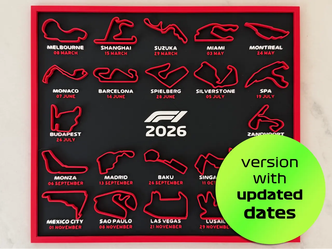 2026 Formula 1 Calendar F1 — modelo 3D