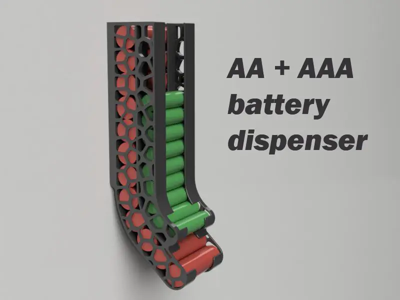 Battery holder for AA + AAA, wall mounted dispenser — modelo 3D