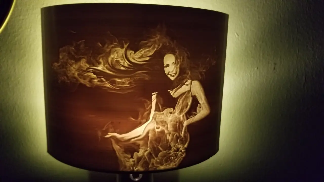 Night Light Lithophane - Fire Girl — modelo 3D