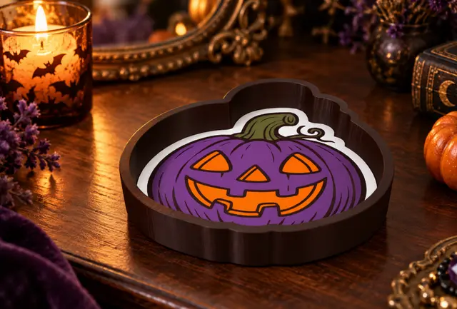 Pumpkin Trinket Box – Halloween Jack-o’-Lantern Tray — modelo 3D