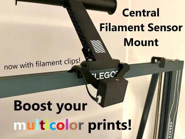 Boost your multicolor prints! Central filament sensor mount with filament clips for single / double spool configuration for Elegoo Neptune 3 / 4 Pro Plus Max — modelo 3D