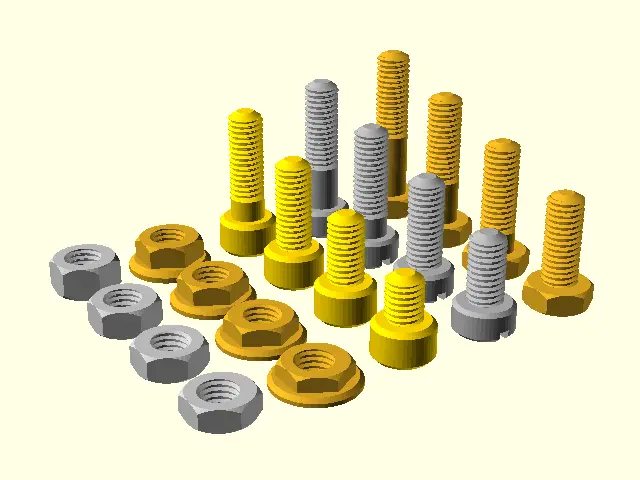 M8 bolts and nuts library — modelo 3D