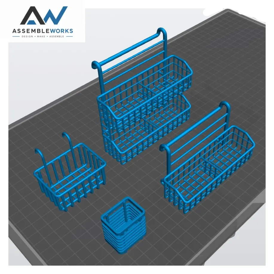 Miniature Wire Baskets & Rack – 1/12 Scale STL — modelo 3D