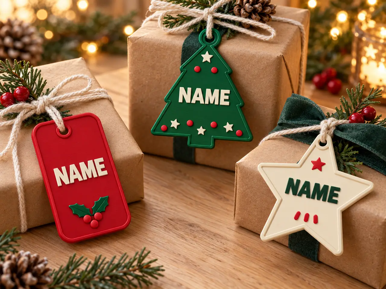 Customizable Christmas Gift Tags|Tag, Tree & Star — modelo 3D