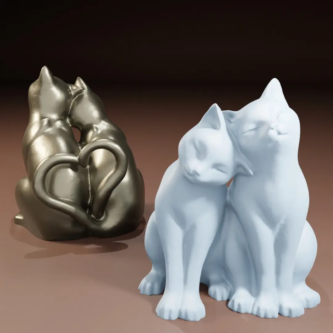 Smooth and Low Poly Cats with "heart tails" — modelo 3D