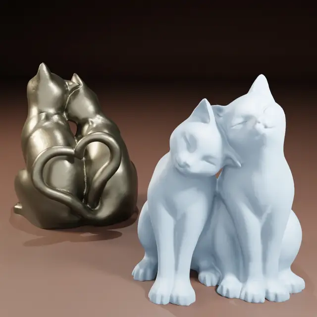 Smooth and Low Poly Cats with "heart tails" — modelo 3D