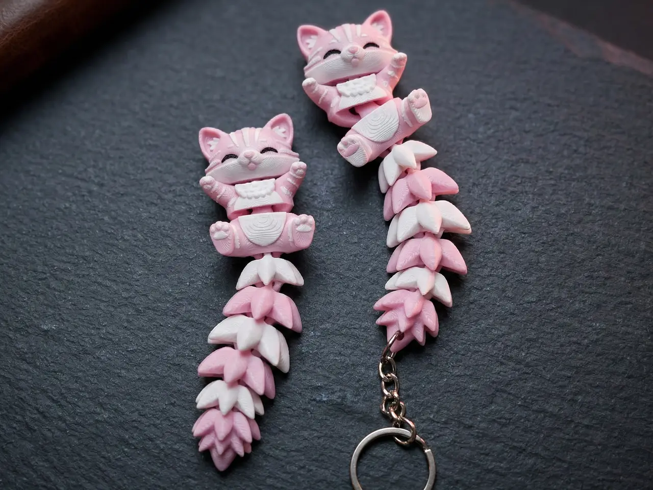 Fluffy Tail Cute Flexi Cat Toy / Keychain — modelo 3D