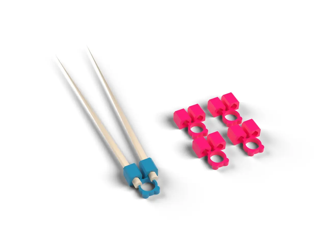 Chopstick Helper - Trainer Clip for Children and Beginners, Spring Loop, Four on a Plate (OpenSCAD) — modelo 3D