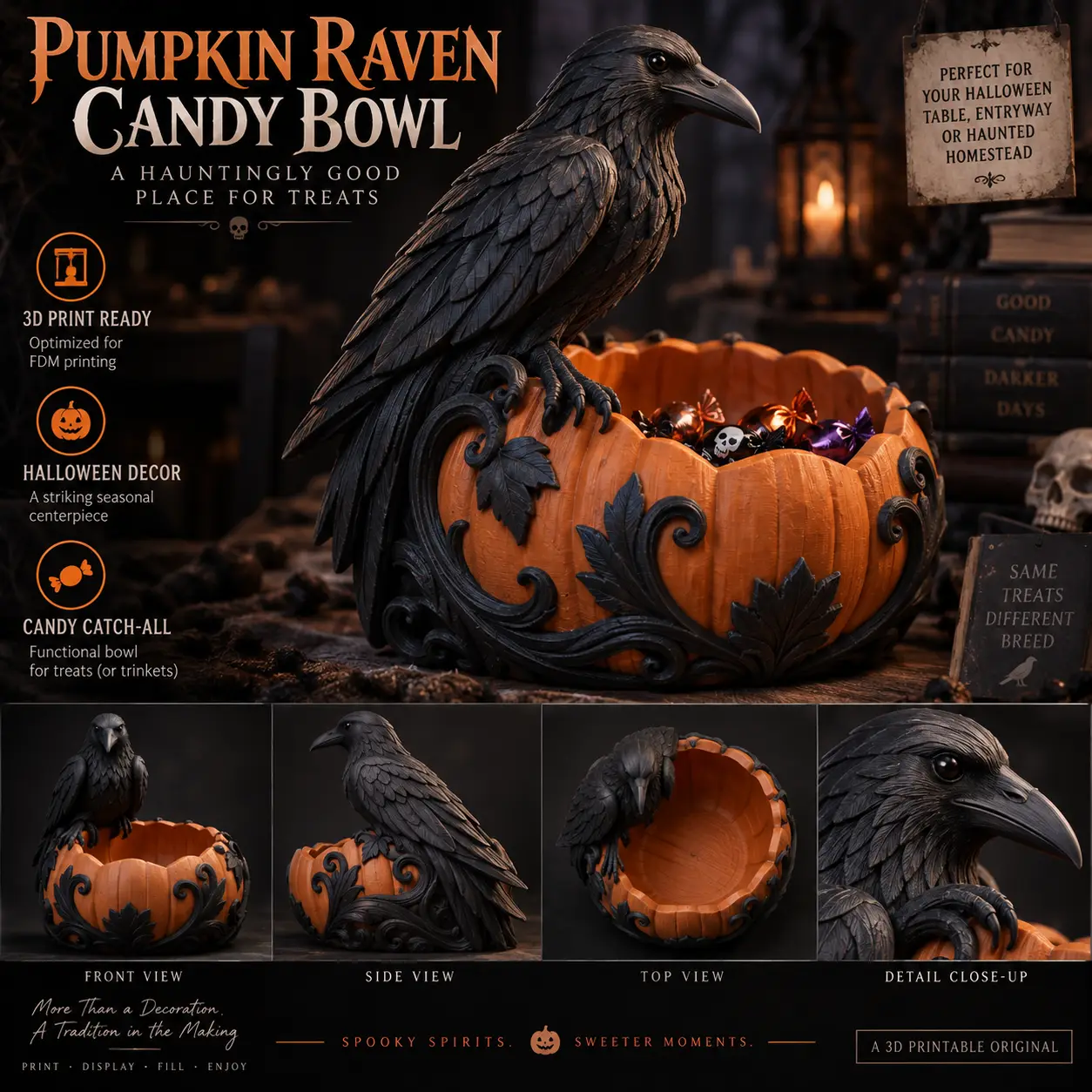 Raven Bowl - Gothic Crow Catchall Planter — modelo 3D