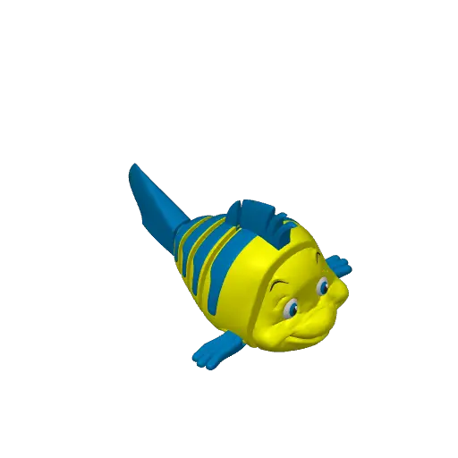 Flexi Flounder - Little Mermaid Articulated Toy — modelo 3D