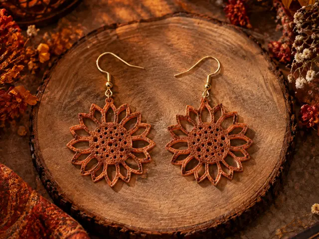 Pierced sunflower earrings — modelo 3D