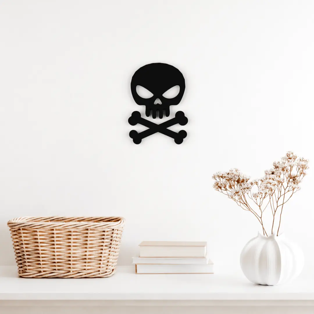 💀 Skull and Crossbones Silhouette – 3D Printable Model — modelo 3D