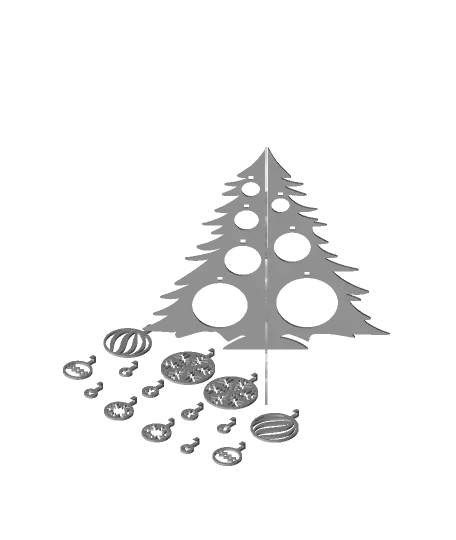 Christmas tree and baubles ornament — modelo 3D