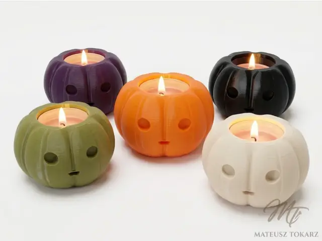 Halloween Pumpkin Tealight Holder | Support-Free — modelo 3D