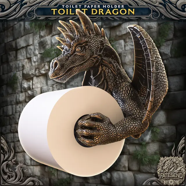Toilet Paper Dragon - No Supports Needed — modelo 3D