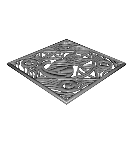 Spooky Halloween 2024 Series – Black Cat Stained Glass Style (2D Geometric Wall Art) — modelo 3D