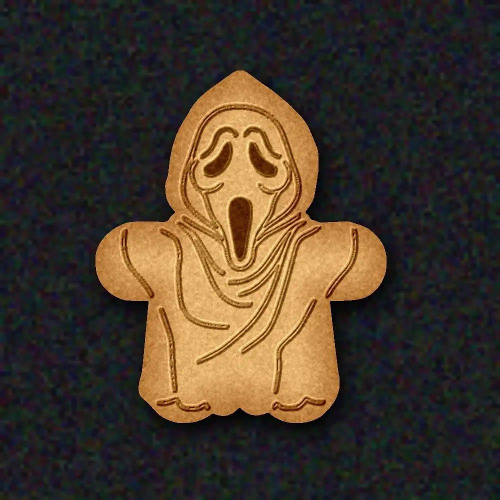 😱 FREE Holiday Ghostface GingerDEAD Man Cookie Cutter & Stamp Set (80-85mm) 🔪🍪✨ — modelo 3D