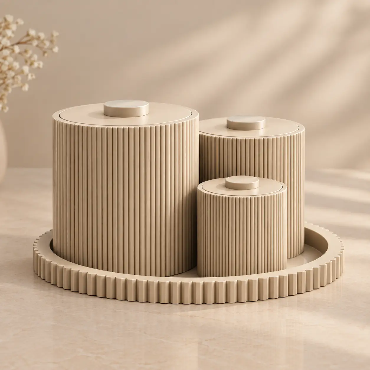 Ribbed Vanity & Desk Organizer Set with Tray — modelo 3D