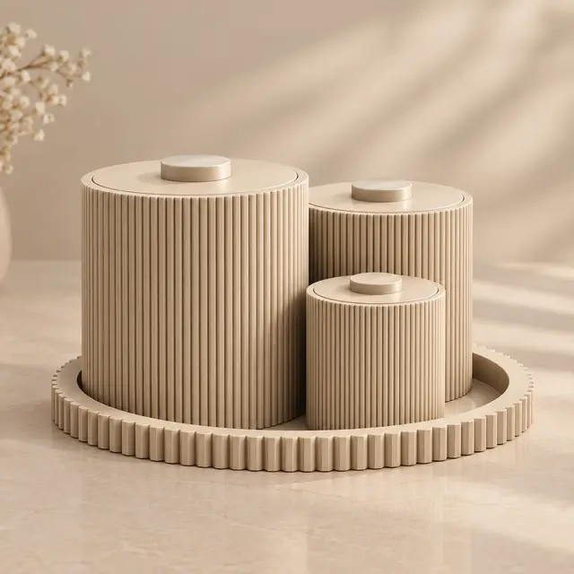 Ribbed Vanity & Desk Organizer Set with Tray — modelo 3D