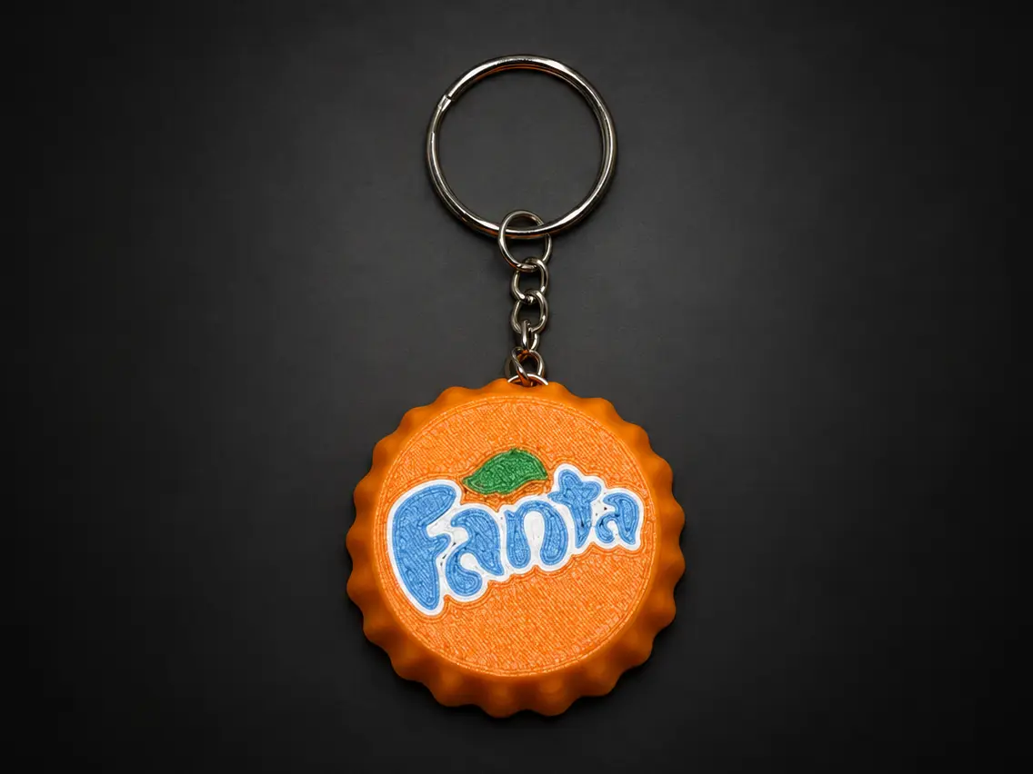 Fanta Bottle Cap Keychain - Collect Them All — modelo 3D