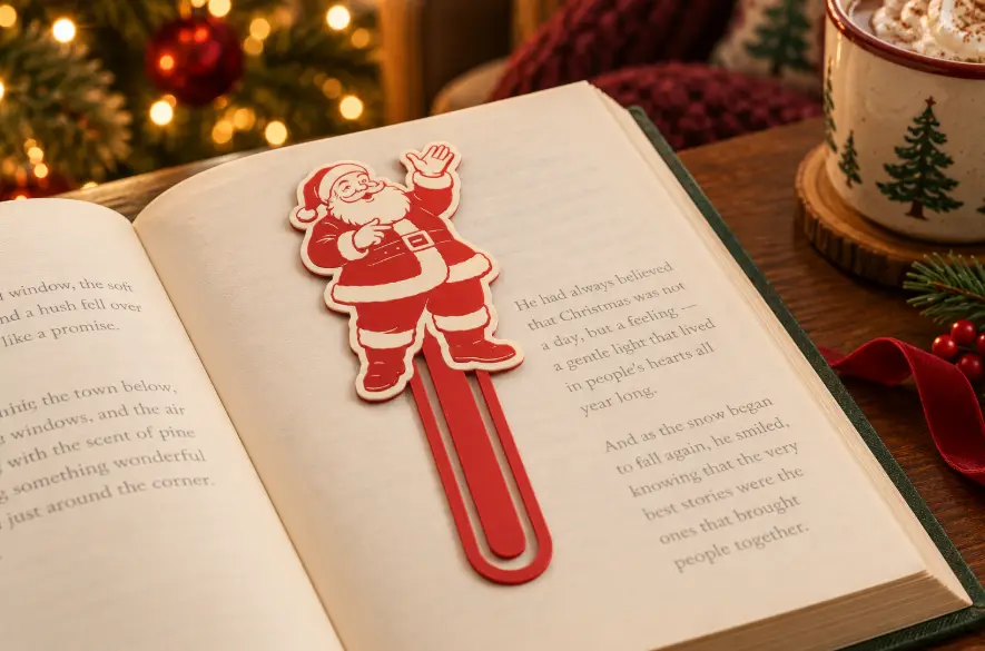 Vintage Santa Bookmark – Christmas Paperclip Page Marker — modelo 3D
