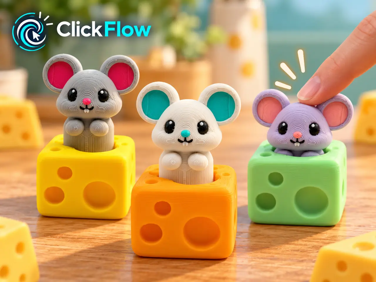 Sweet Mouse Cheese Clicker | Cute Fidget Clicker — modelo 3D